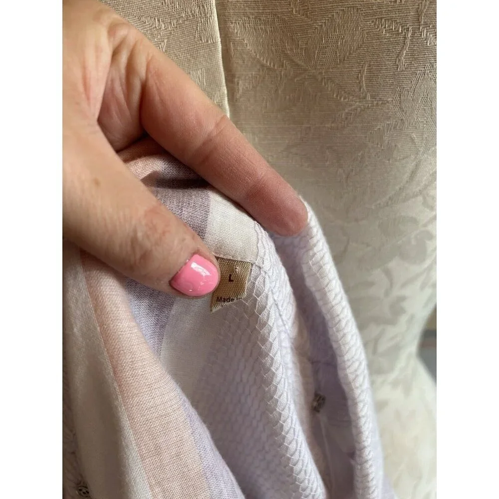Soft Surroundings Light-as-air Striped Gauzy Lined Blouse Purple Sz L Purple Art - Picture 9 of 11